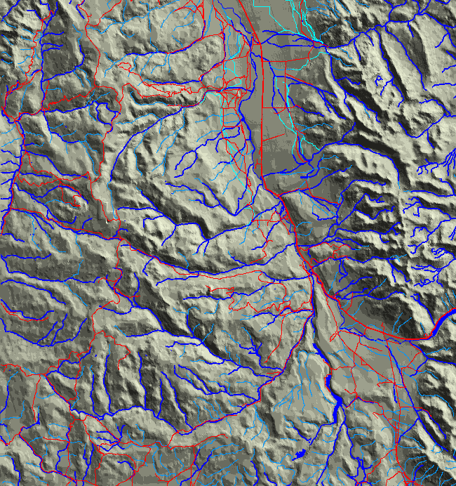 Upper Madison map with roads and water